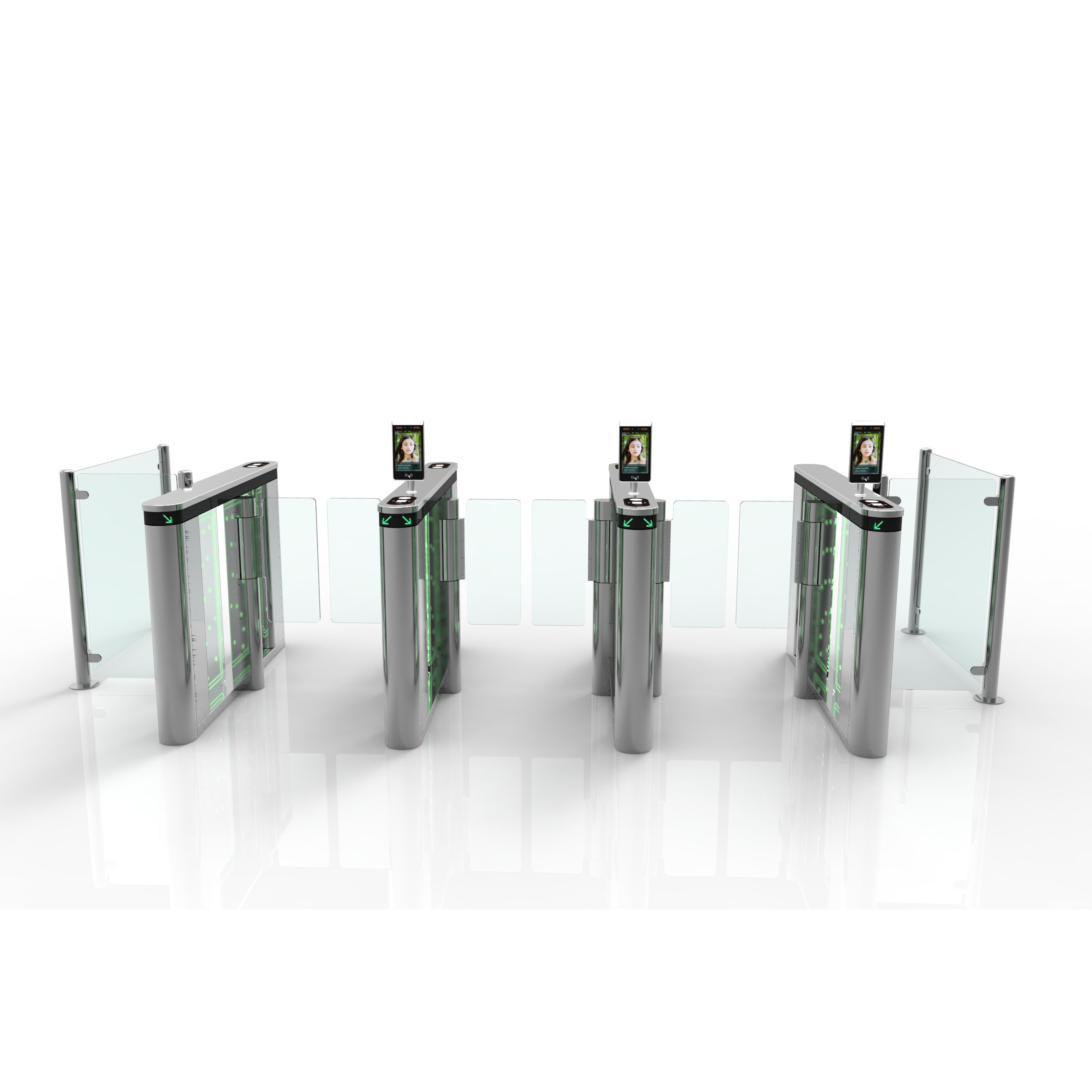 Custom 120mm body bidirectional swing Barrier Gates Turnstile with QR code IC card swiping circular camera biometric recognition
