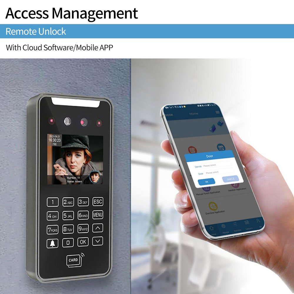 5000User 2.8Inch Touch Lcd 2MP Camera Biometric Face Recognition Wifi Access Control Employee Time Attendance Free Cloud API SDK