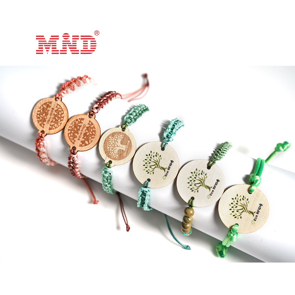 Customized RFID NFC Wristband Smart Wood Card Bamboo Business Handmade String Braided Bracelet