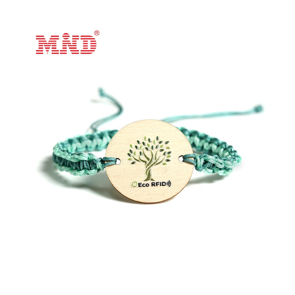 Customized RFID NFC Wristband Smart Wood Card Bamboo Business Handmade String Braided Bracelet