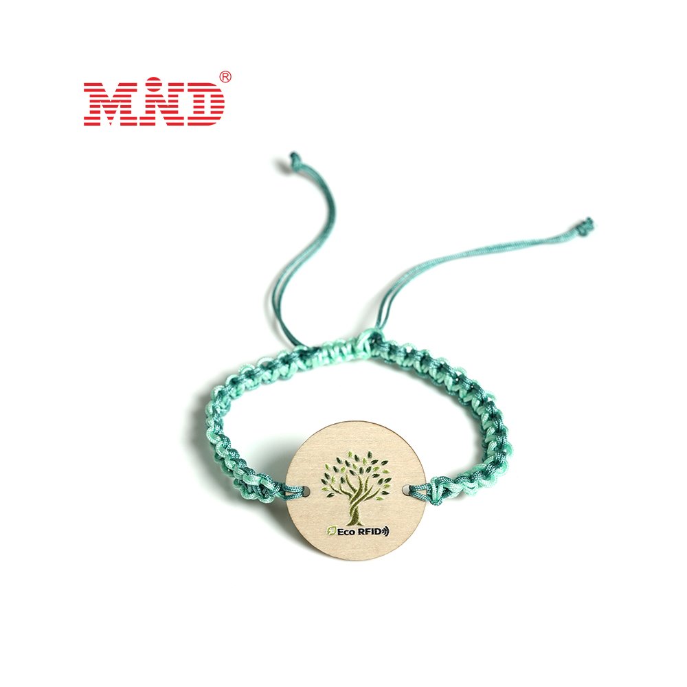 Customized RFID NFC Wristband Smart Wood Card Bamboo Business Handmade String Braided Bracelet