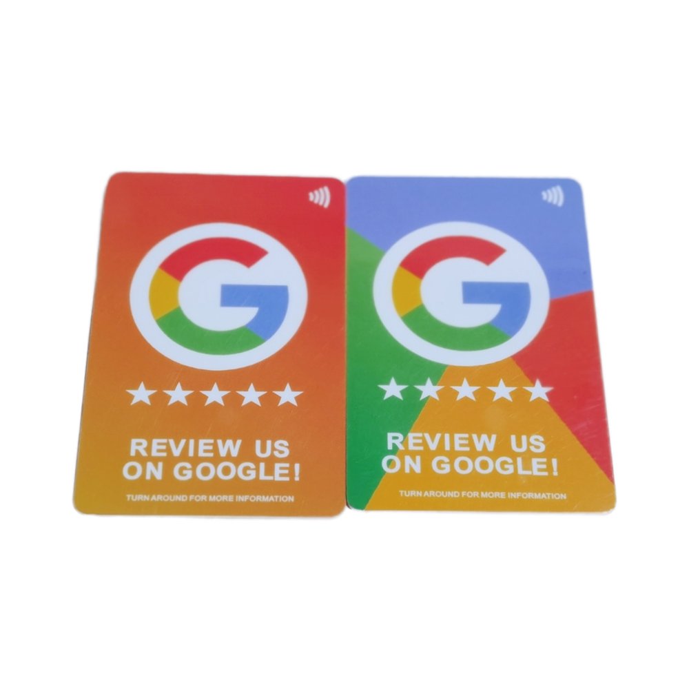 Customized 13.56Mhz RFID NFC Business Card Offset Printing Waterproof Mini Tag with QR Code for Google Links Google Review