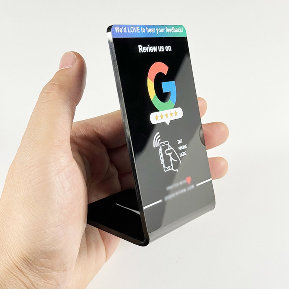 Custom Acrylic NFC google review stand table display qr code nfc stand