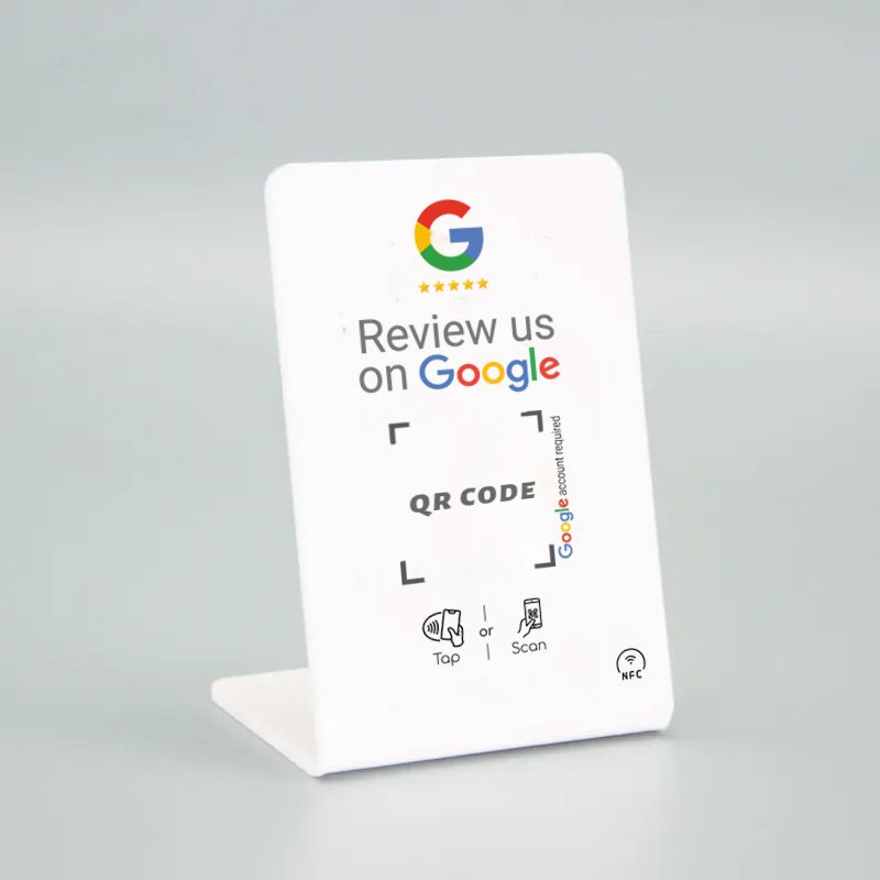 Custom Acrylic NFC google review stand table display qr code nfc stand