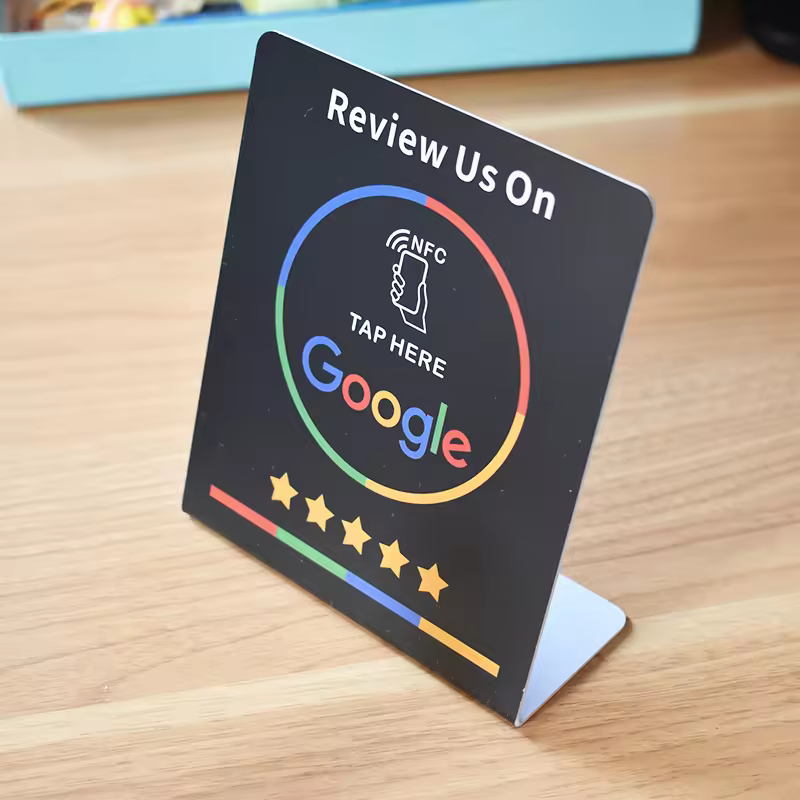 NFC Card Customized Google Review NFC Stand Qr Code Table PVC Card With Chip nfc stand custom
