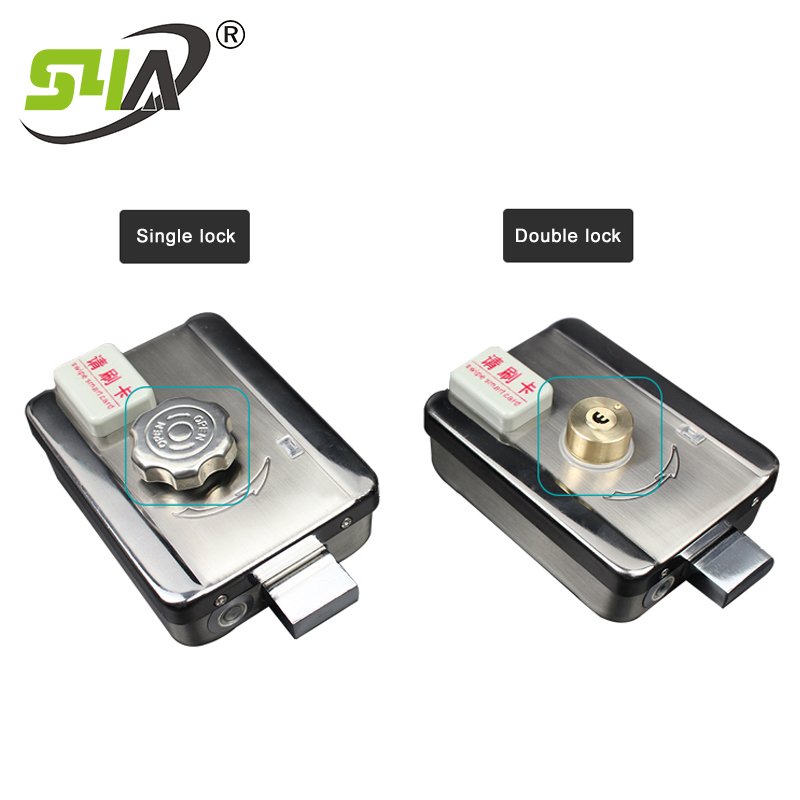 Electric Rim Lock With Remote Control Button and Card to open the door for access control system