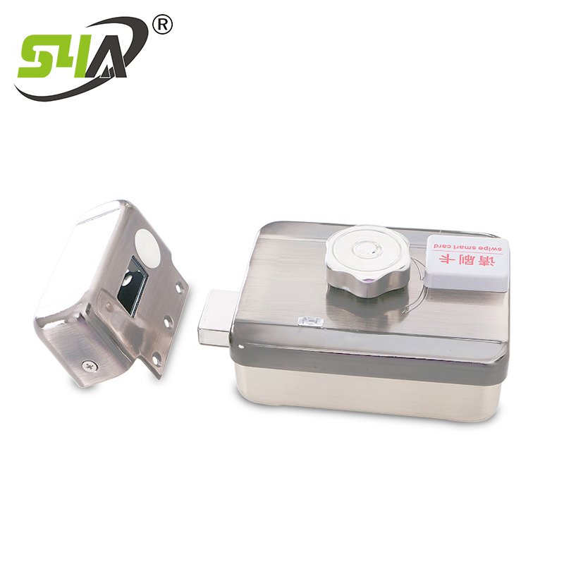 Electric Rim Lock With Remote Control Button and Card to open the door for access control system