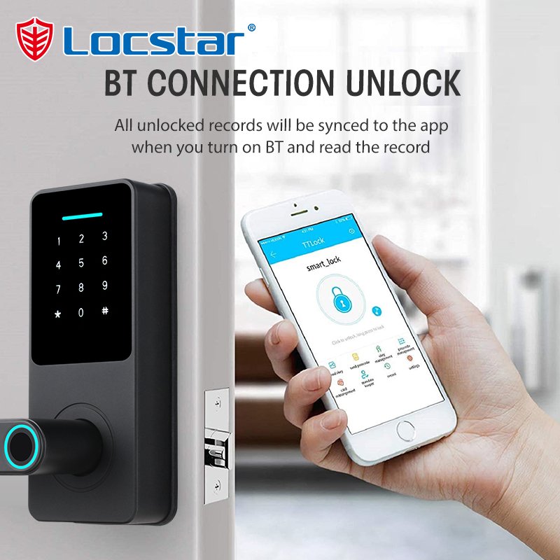 Locstar Home Security Wifi Smart Lock Stainless Topping Access Control Aluminum Sliding Controller Rfid Card Lock Ttlock Tuya