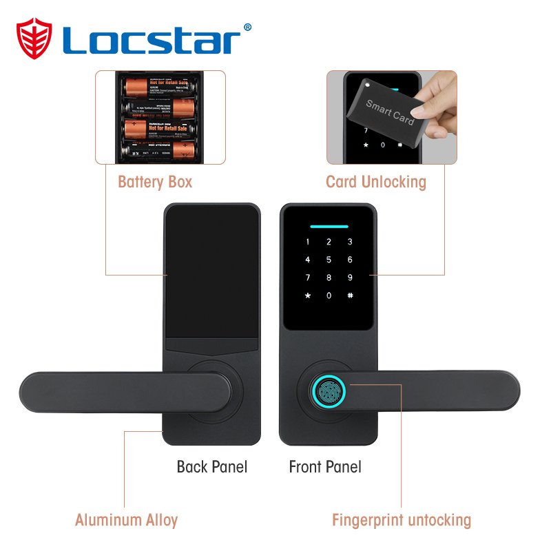 Locstar Home Security Wifi Smart Lock Stainless Topping Access Control Aluminum Sliding Controller Rfid Card Lock Ttlock Tuya