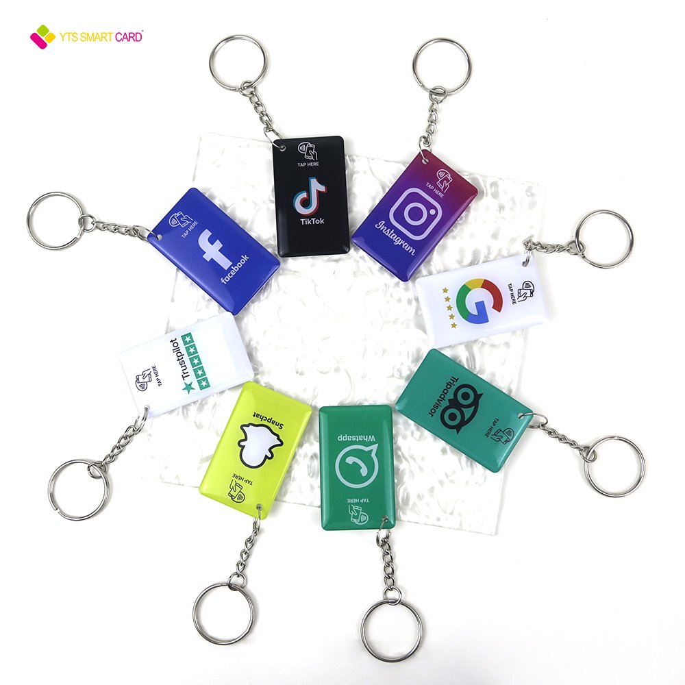 YTS factory price customize Waterproof nfc rfid chip keychain access control nfc keychain cards epoxy