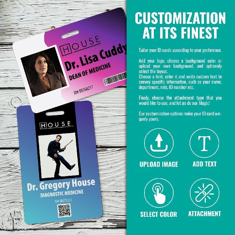 Wholesale RFID ID Badge Card Custom Printed NFC PVC Plastic Personalized Photo Identification Card With Hole Punch NFC Keychain