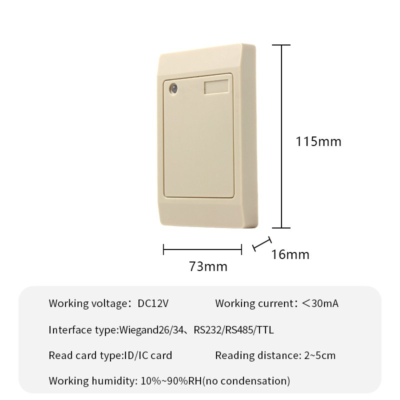 IP68 Waterproof Smart Contactless Card Reader Wiegand26 34 125Khz or 13.56Mhz RFID Access Control Card Reader