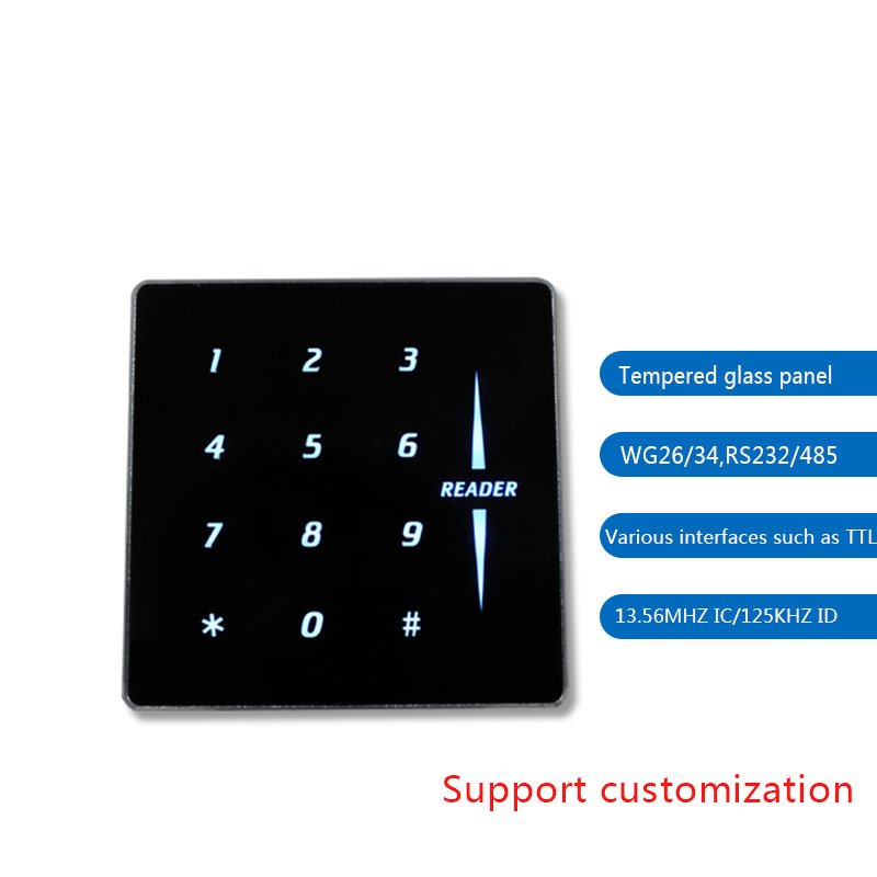 14443A 13.56MHz MF IC Card RS232 485 UART Interface Metal Touch Keyboard RF Access Control Card Reader