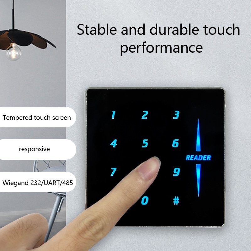 14443A 13.56MHz MF IC Card RS232 485 UART Interface Metal Touch Keyboard RF Access Control Card Reader