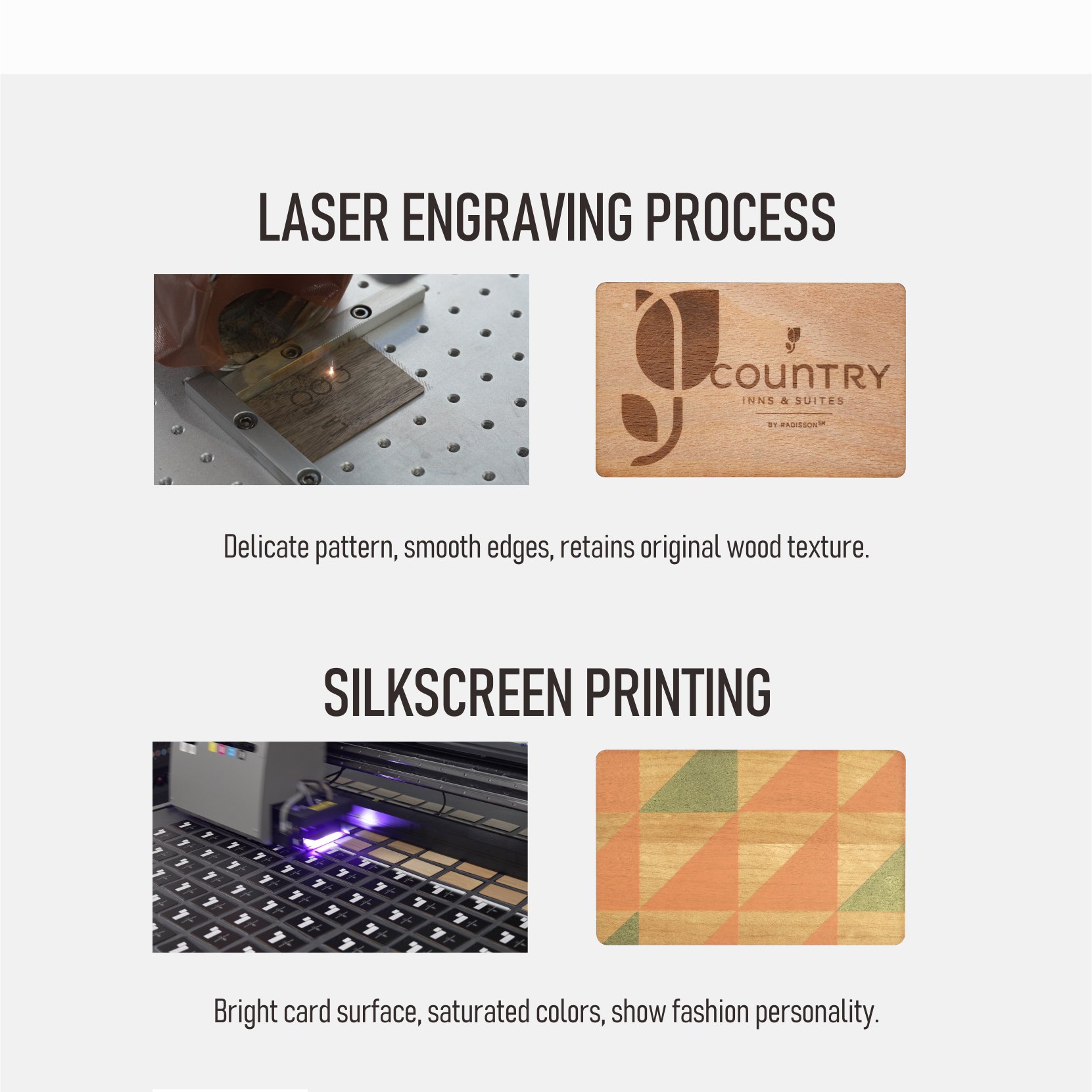Customized wooden cards can be used for RFID bamboo NFC business cards