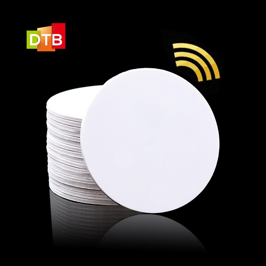 Custom Printing 3M Adhesive Coin Label Sticker 125khz Pvc Token Rfid Id Blank Coin Tag Em4305 T5577 Round Rfid Disc Tag