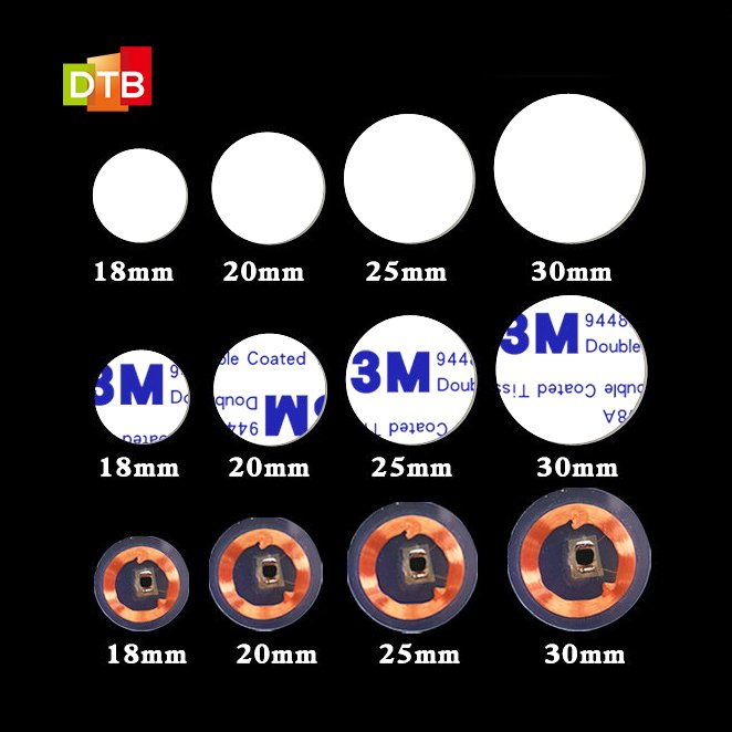 Custom Printing 3M Adhesive Coin Label Sticker 125khz Pvc Token Rfid Id Blank Coin Tag Em4305 T5577 Round Rfid Disc Tag