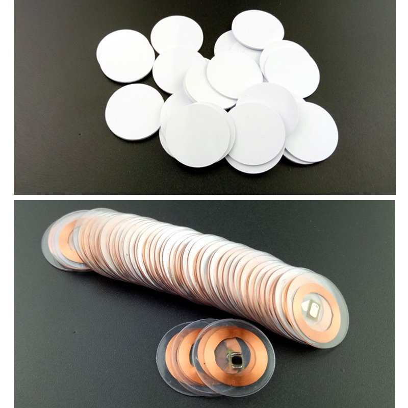 Access Control Proximity IC Coil Round Cards With 3 M Sticker RFID 125KHz Coil Proximity Cards