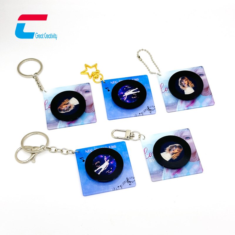 Custom nfc instagram keychain tapping pop up nfc acrylic key tag rfid social media keyring acrylic nfc
