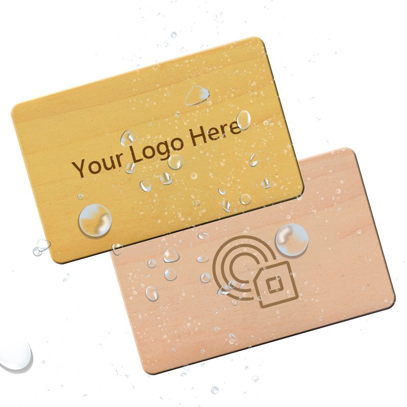 Custom LOGO Programmable 13.56mhz invitation gift keychain wooden hotel blank door key Card RFID nfc wood bamboo business cards