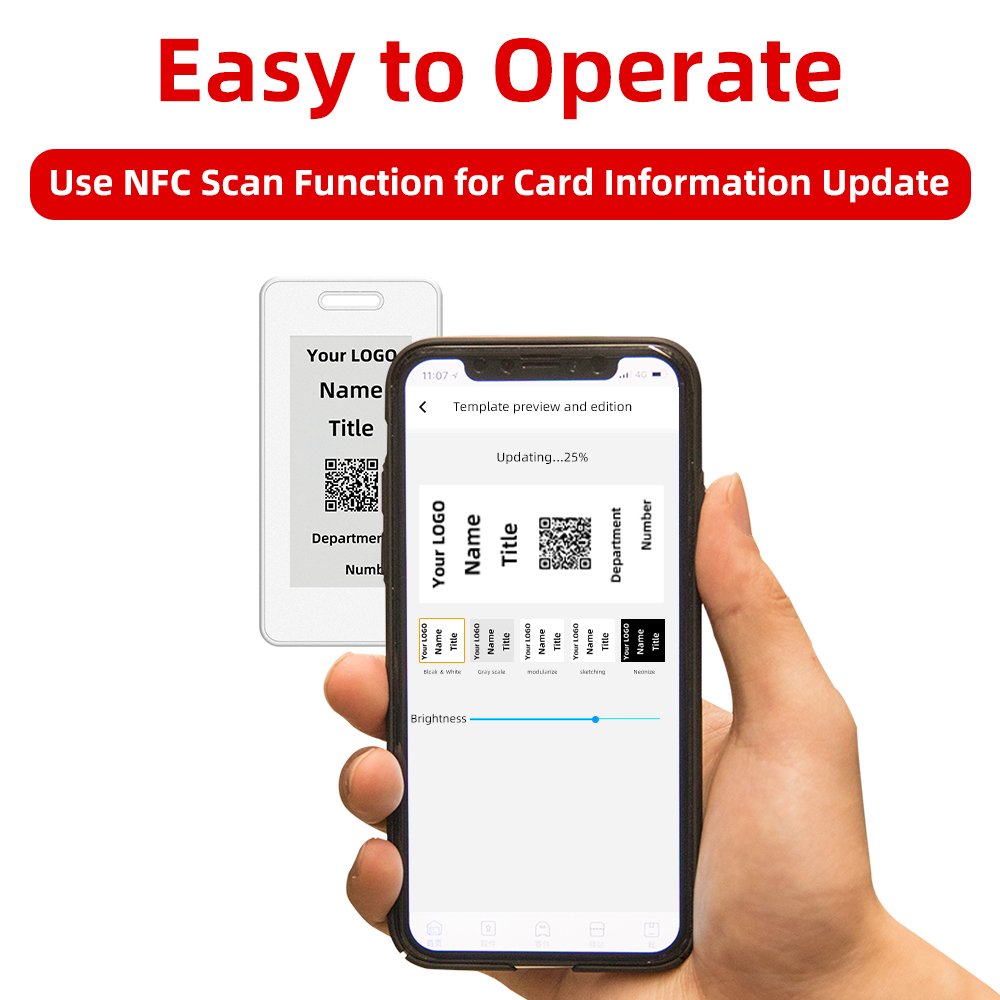 Factory Sales Wireless NFC Tag No Battery E-Paper ID Card for School Student ID,Office Messenger Card,E-Name Business Card