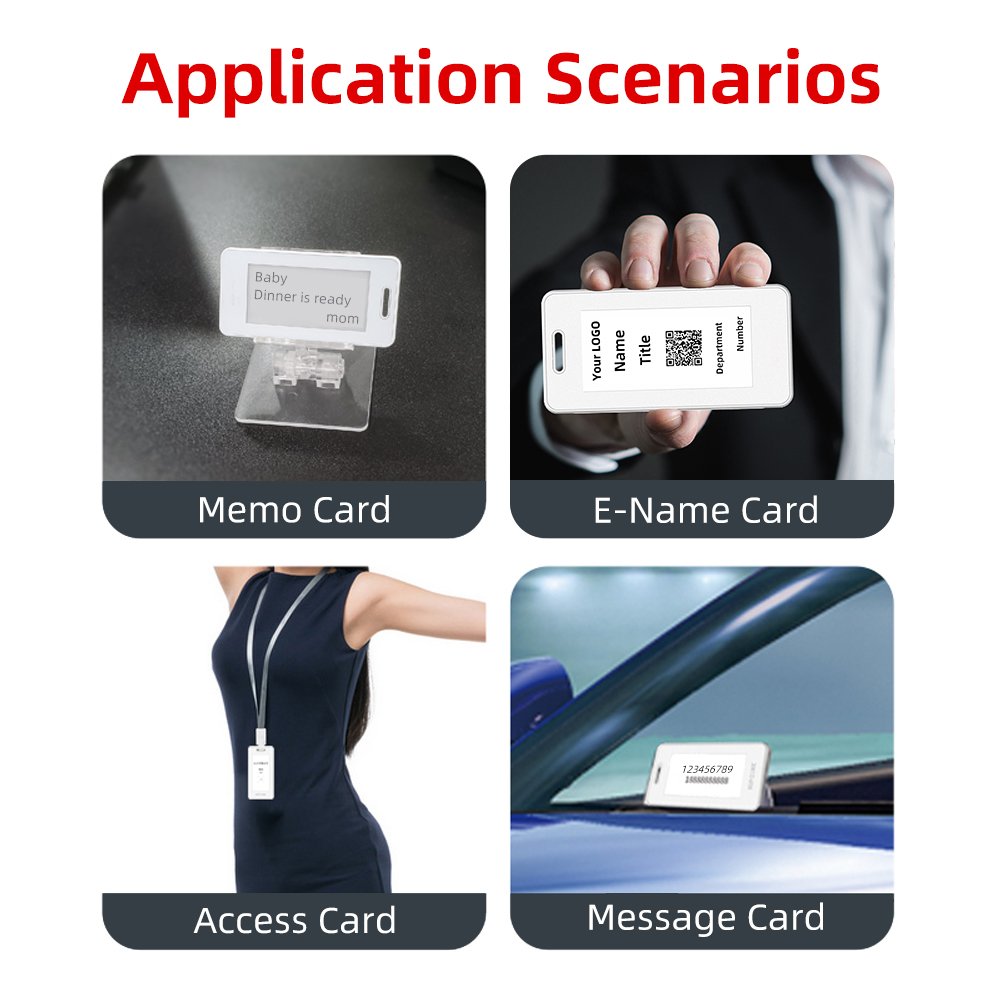 Factory Sales Wireless NFC Tag No Battery E-Paper ID Card for School Student ID,Office Messenger Card,E-Name Business Card