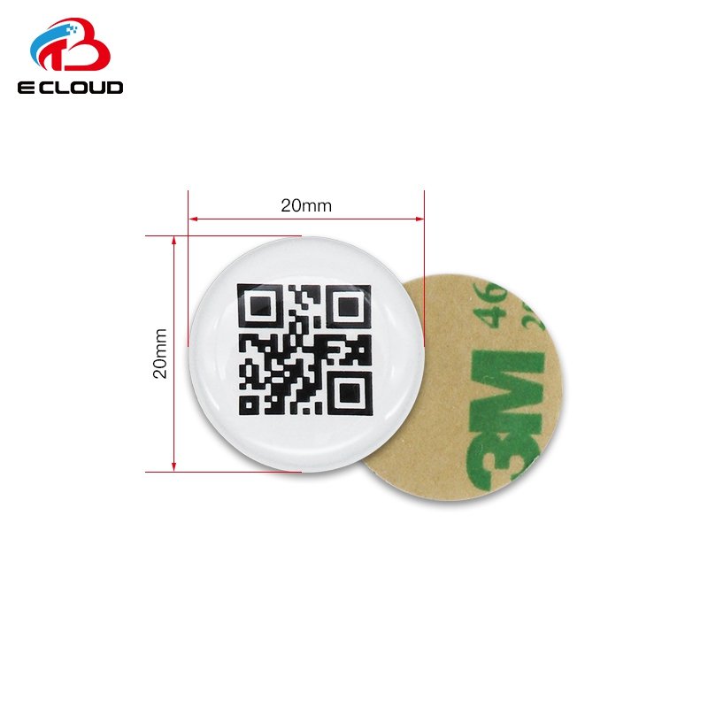 Hot Sale Dia 20mm Waterproof anti-metal nfc tag epoxy Sticker with Custom QR Code Social Media Sharing Mobile Phone Nfc Sticker