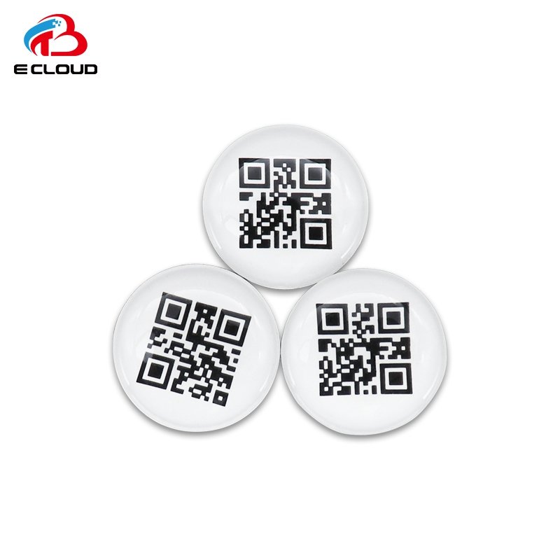 Hot Sale Dia 20mm Waterproof anti-metal nfc tag epoxy Sticker with Custom QR Code Social Media Sharing Mobile Phone Nfc Sticker