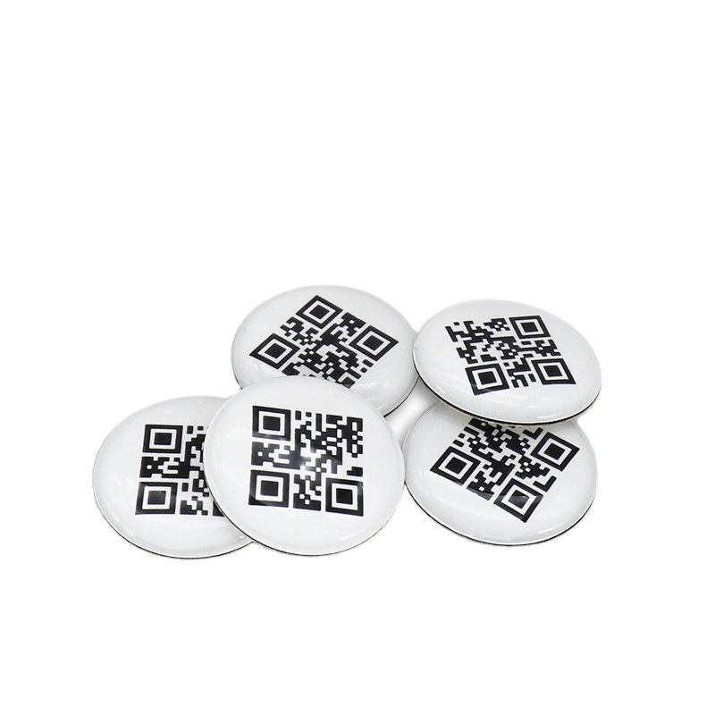 Hot Sale Dia 20mm Waterproof anti-metal nfc tag epoxy Sticker with Custom QR Code Social Media Sharing Mobile Phone Nfc Sticker