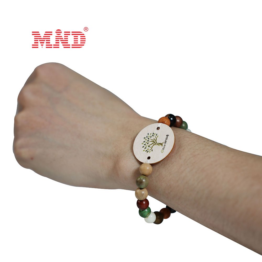 New design rfid 1k recycled bamboo wooden cross access control bracelet wristband