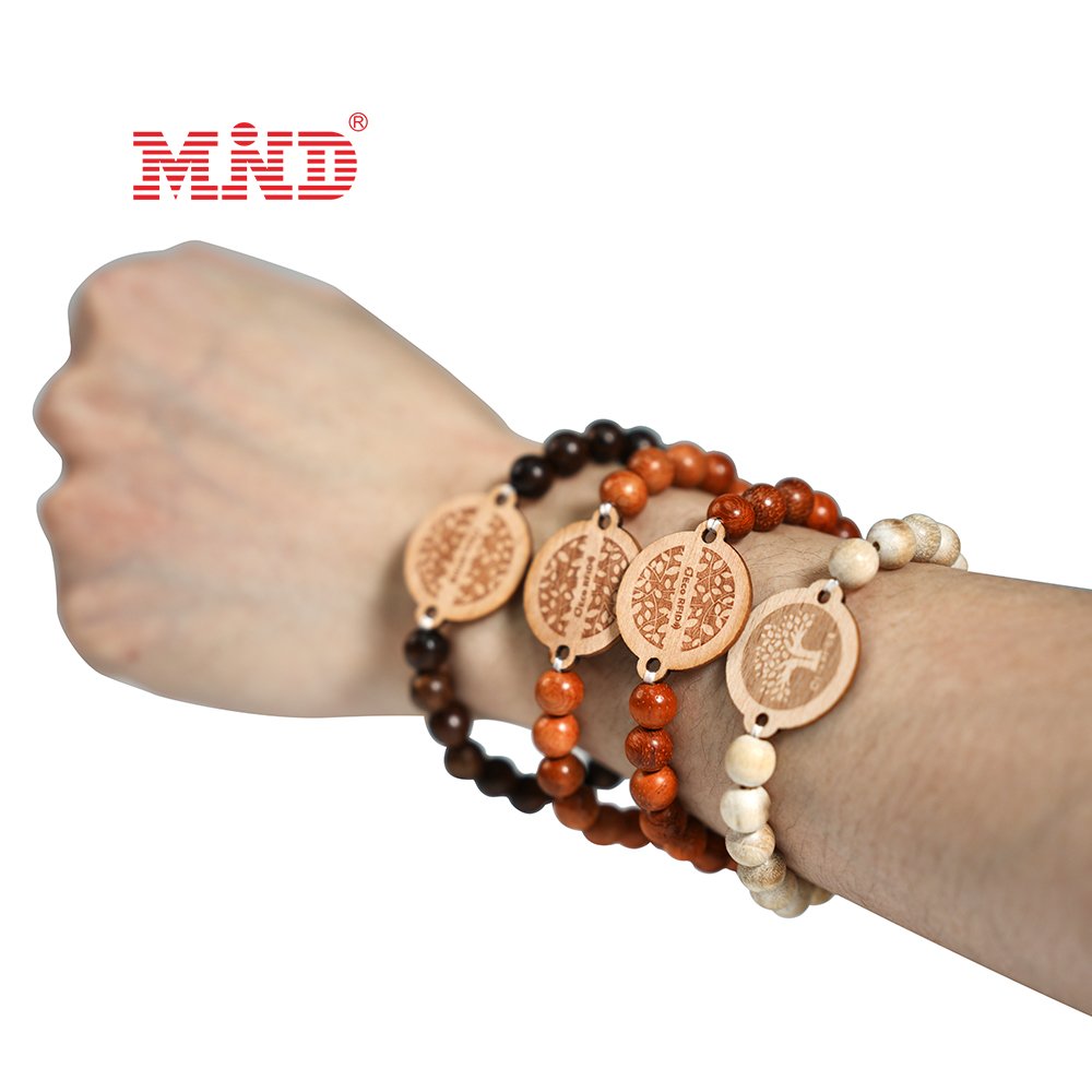 New design rfid 1k recycled bamboo wooden cross access control bracelet wristband