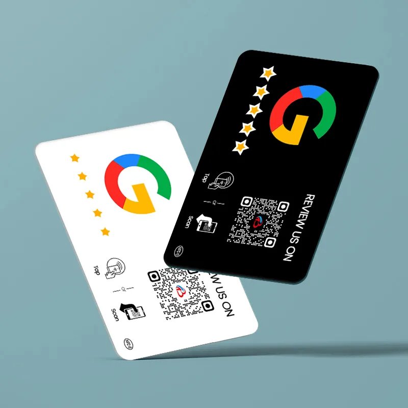 Access Control Logo Printed QR Code Ntag 213 / 215 / 216 13.56mhz NFC PVC Card Plastic for Business Card/ Google Review Card