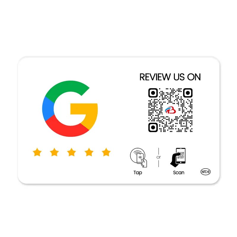 Access Control Logo Printed QR Code Ntag 213 / 215 / 216 13.56mhz NFC PVC Card Plastic for Business Card/ Google Review Card