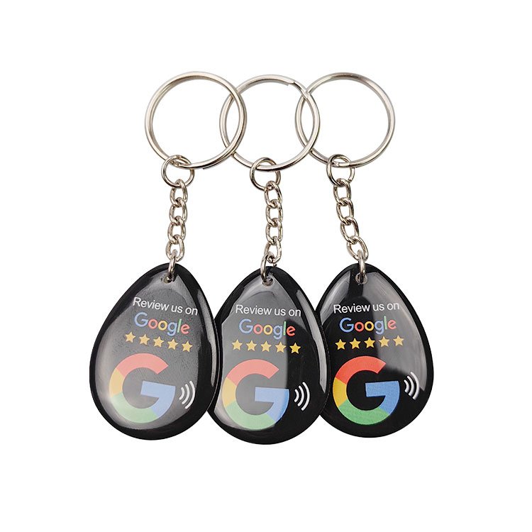 Hot Sale Custom Social Media Business Share Smart Card Hang Tags Epoxy Resin Nfc Keychain