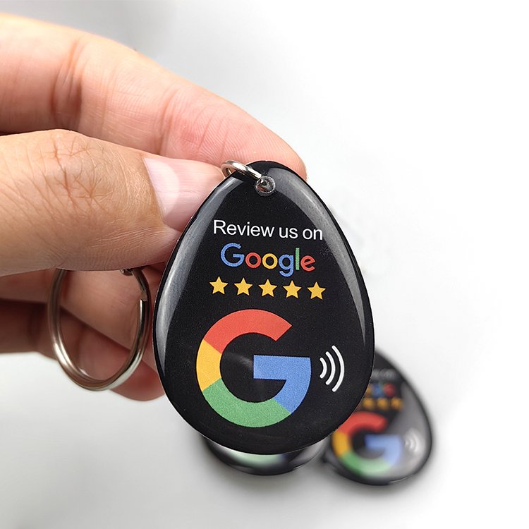 Hot Sale Custom Social Media Business Share Smart Card Hang Tags Epoxy Resin Nfc Keychain