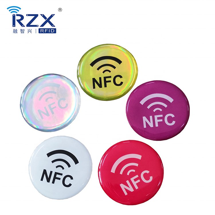 Custom metal resistant RFID NFC Epoxy Tag Sticker for Google Review Table Menu and Social Media Sharing
