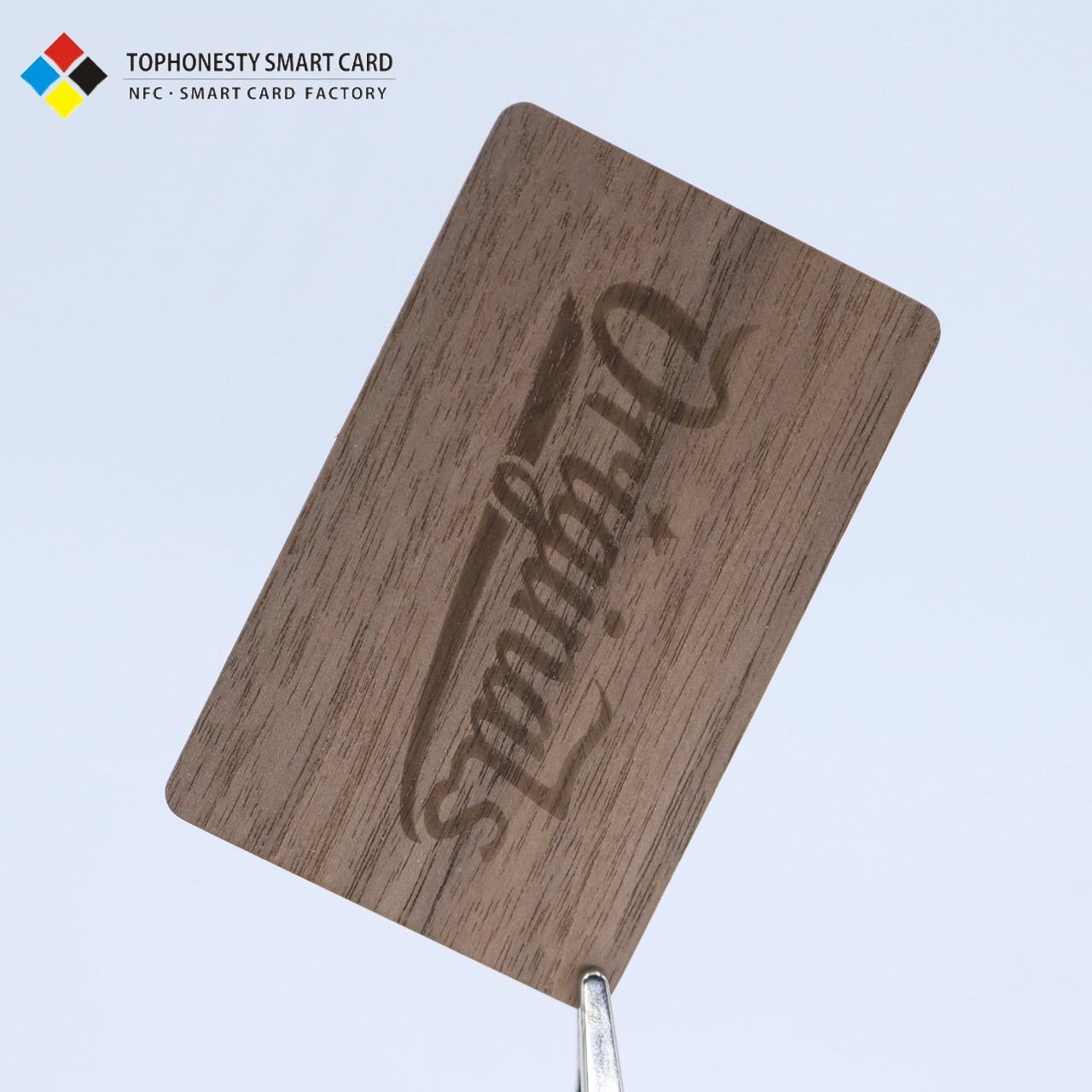Customized Eco-friendly NFC RFID Business & Hotel Key Card Laser Engraved Black Walnut Wooden Card with Custom Carving & Logo