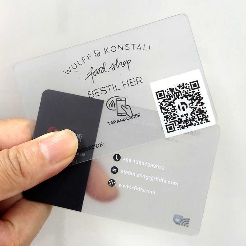 Custom Double side logo printing Transparent clear Rfid 13.56mhz Plastic PVC business cards VIP membership NFC card