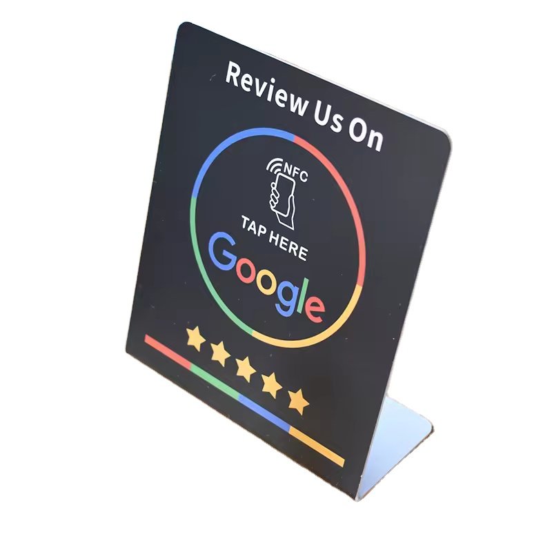 RFID Waterproof PVC Stand Tap Cards Sticker ISO Model Ntag213/215/216 Google Review Card Hotels 13.56MHz Frequency PET Material