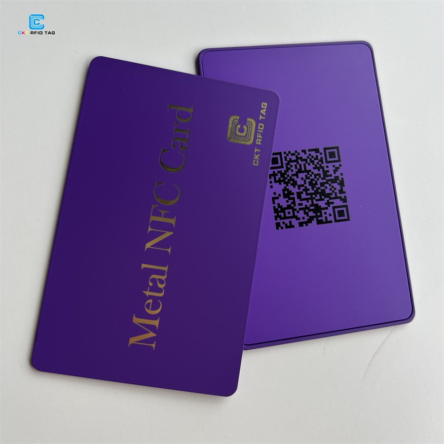 Wholesale Purple NFC Business Metal Card Metal Membership Cards With Chip Tag216 Tag215 From CKT NFC Card Manufacturing