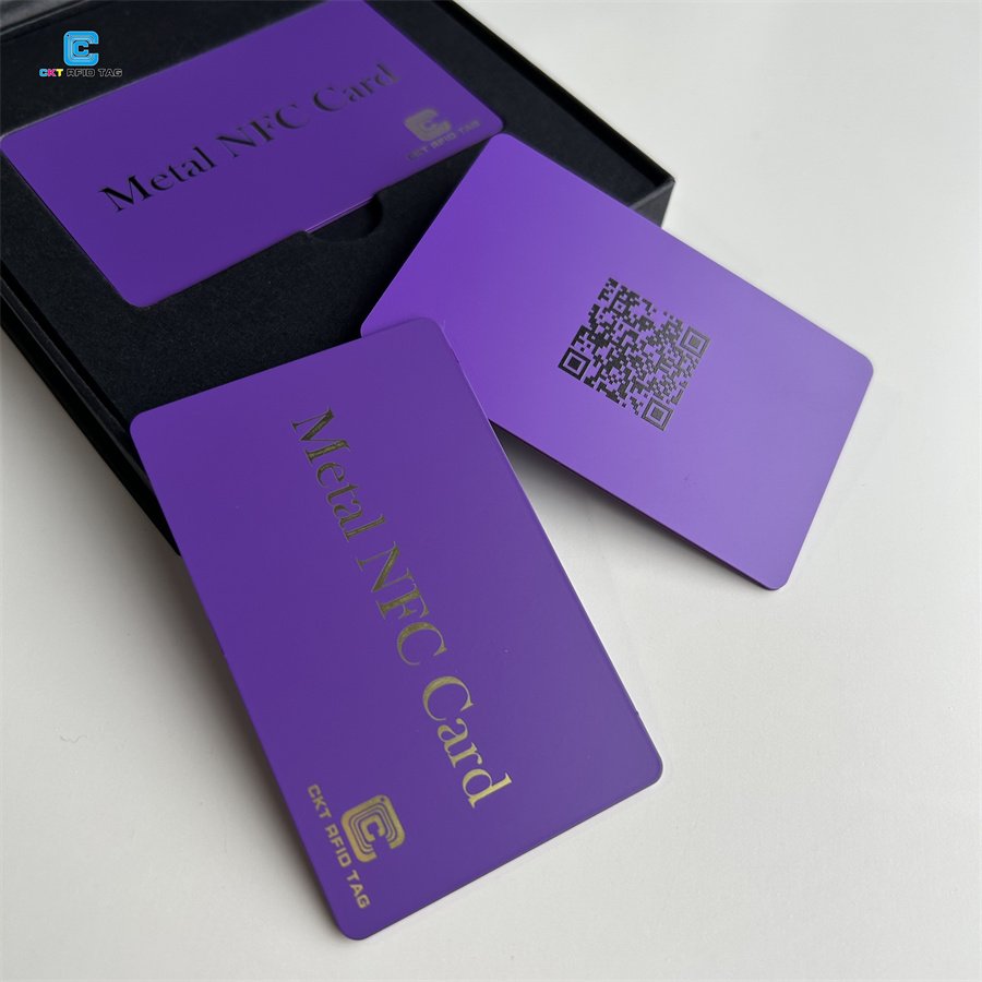 Wholesale Purple NFC Business Metal Card Metal Membership Cards With Chip Tag216 Tag215 From CKT NFC Card Manufacturing