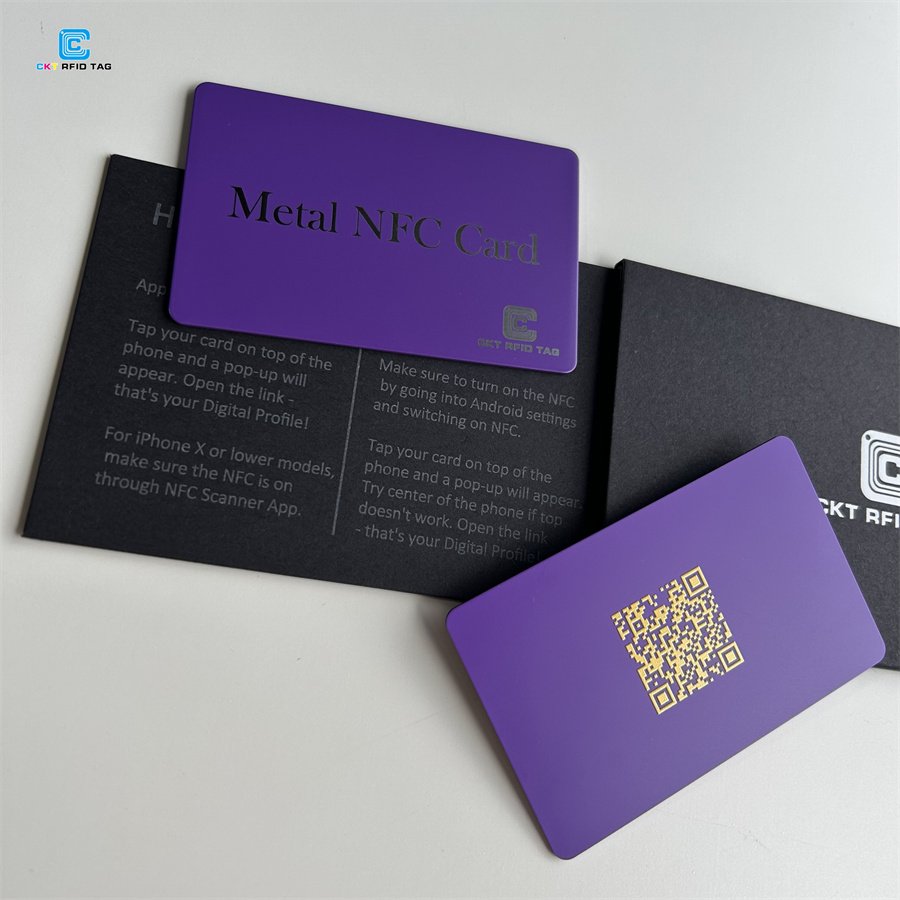 Wholesale Purple NFC Business Metal Card Metal Membership Cards With Chip Tag216 Tag215 From CKT NFC Card Manufacturing