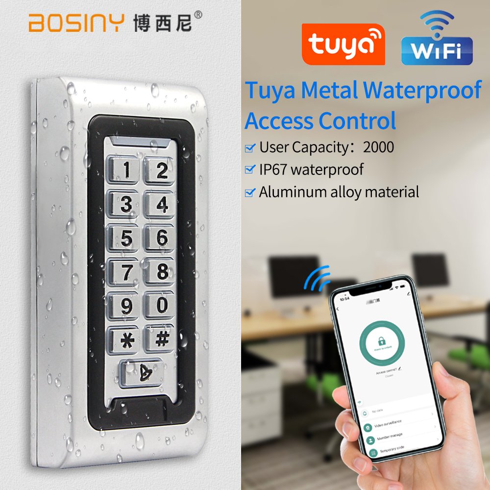 Smart Home Aluminum IP68 Waterproof Standalone RFID Access Control Keypad with Wifi Tuya APP Access controller 2000User