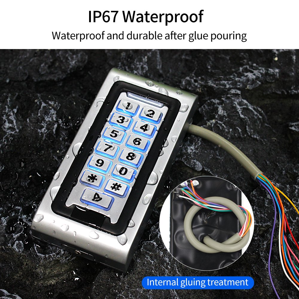 Smart Home Aluminum IP68 Waterproof Standalone RFID Access Control Keypad with Wifi Tuya APP Access controller 2000User
