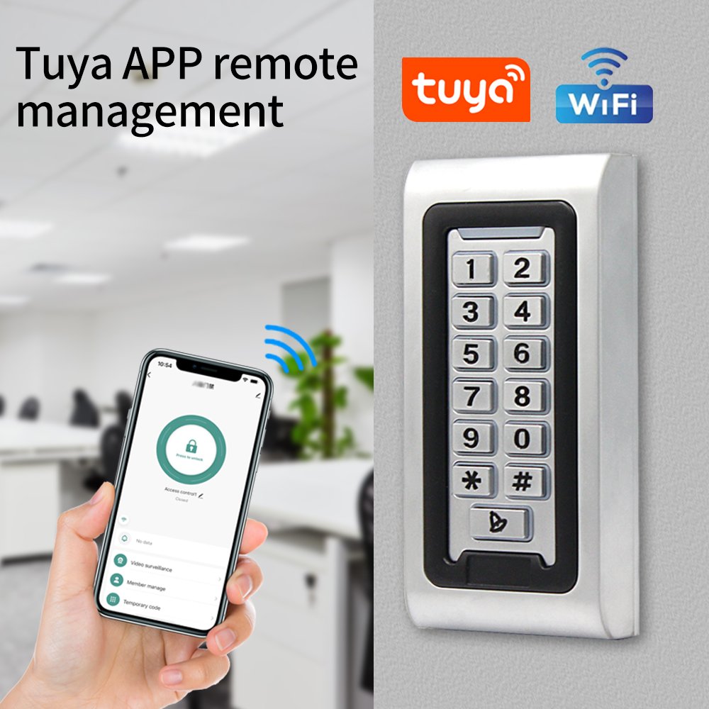 Smart Home Aluminum IP68 Waterproof Standalone RFID Access Control Keypad with Wifi Tuya APP Access controller 2000User