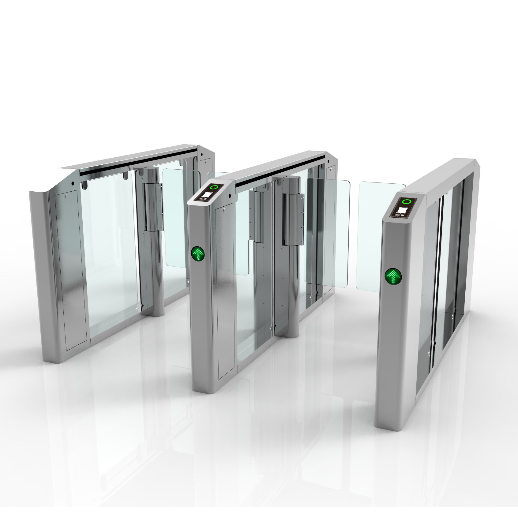 Customized 120 mm Fast Passing High Security Swing Barrier Automatic Rfid card qr code Speed Gate Turnstile Tempered glass
