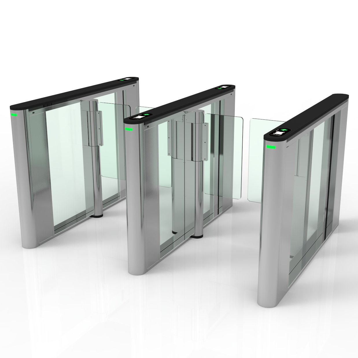 Customized 120 mm Fast Passing High Security Swing Barrier Automatic Rfid card qr code Speed Gate Turnstile Tempered glass
