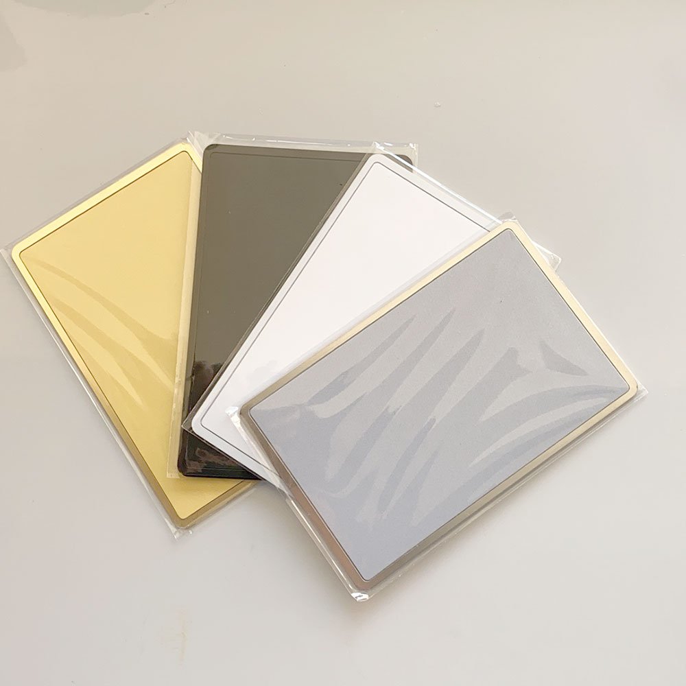 1.0mm thickness Tap to go NFC Chip Black Gold Silver White NFC Metal Business Card for social media sharing