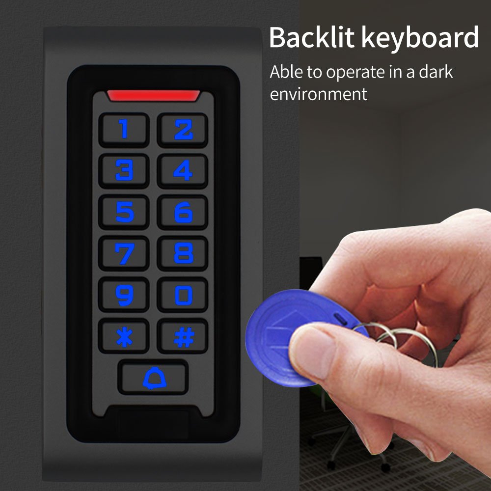 Outdoor RFID Access Controller Zinc Metal Keypad Card Reader IP67 Waterproof 125KHz 10pcs Keyfob for Door Access Control System