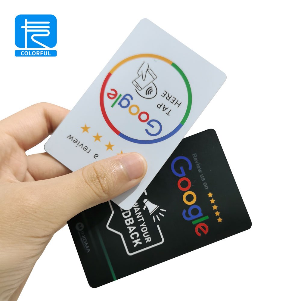 Custom Logo QR Code 213 / 215 / 216 13.56mhz NFC PVC Card Plastic for Business Card Google Review Card